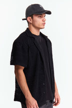 Camisa Crochet Manga corta Negro
