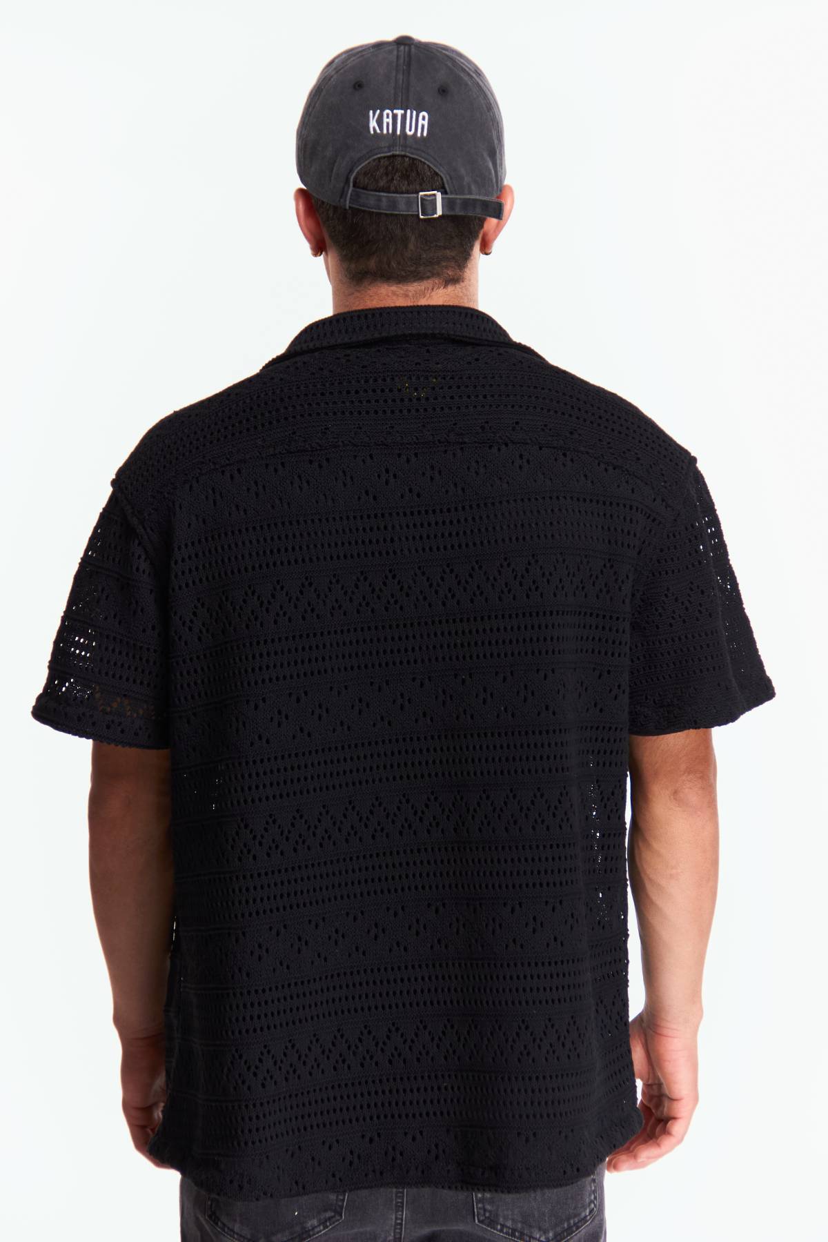 Camisa Crochet Manga corta Negro