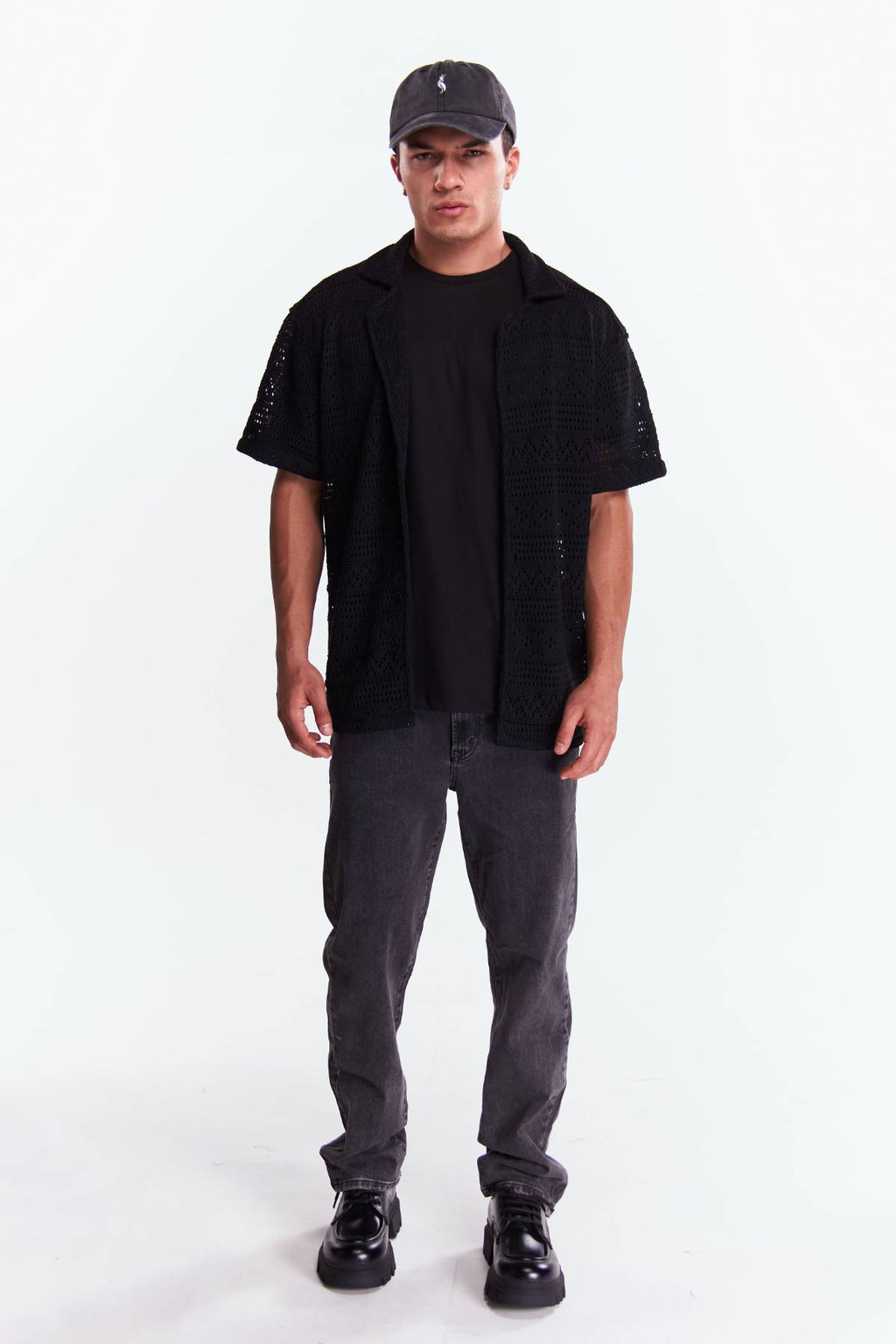 Camisa Crochet Manga corta Negro