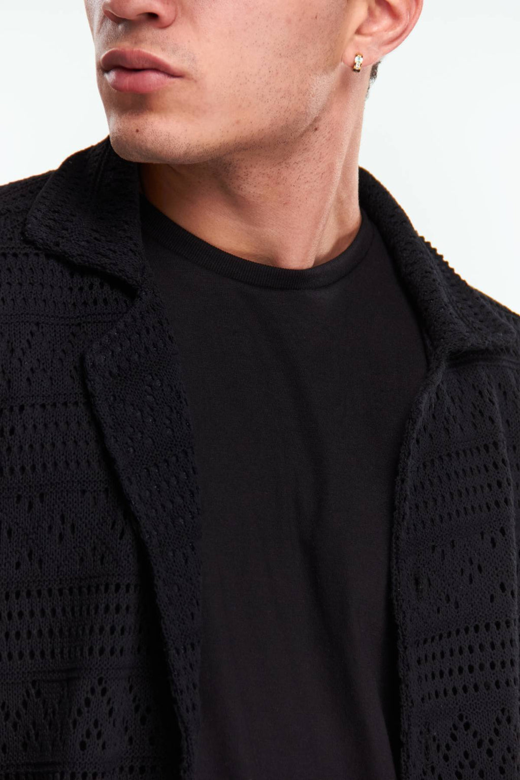 Camisa Crochet Manga corta Negro