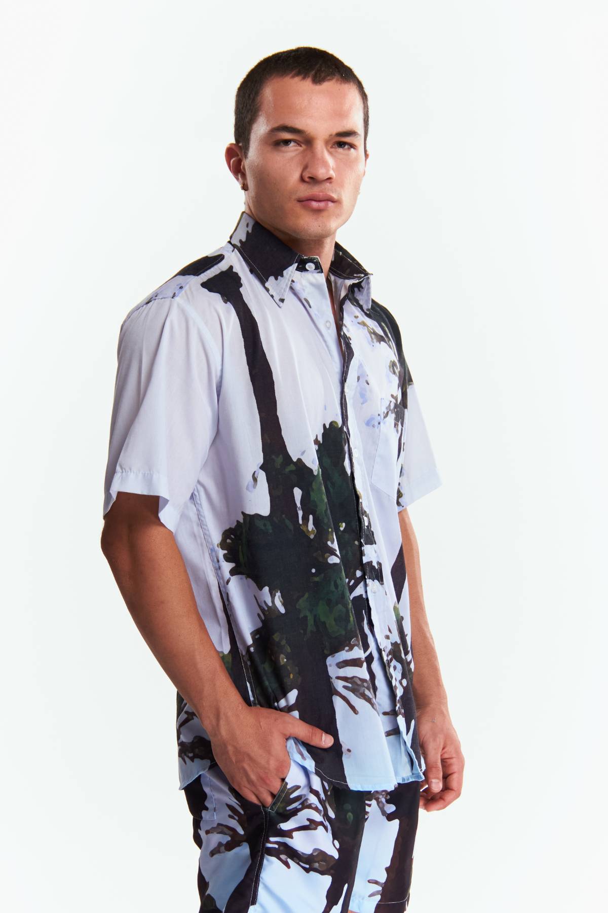 Camisa Manga corta Diseño Palma de aquarela