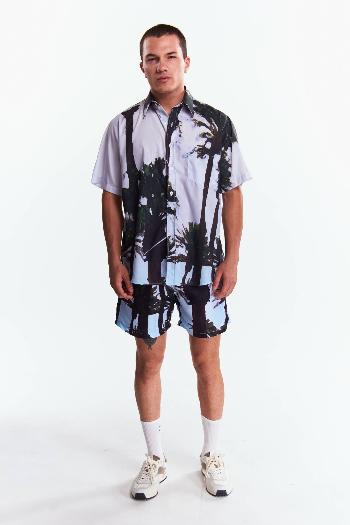 Camisa Manga corta Diseño Palma de aquarela