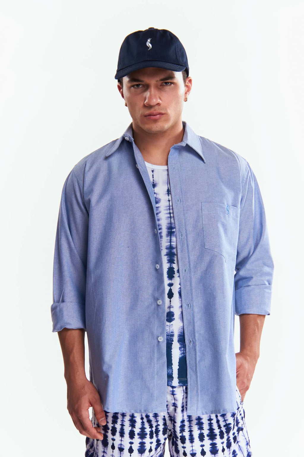 Camisa Manga larga Básica Azul