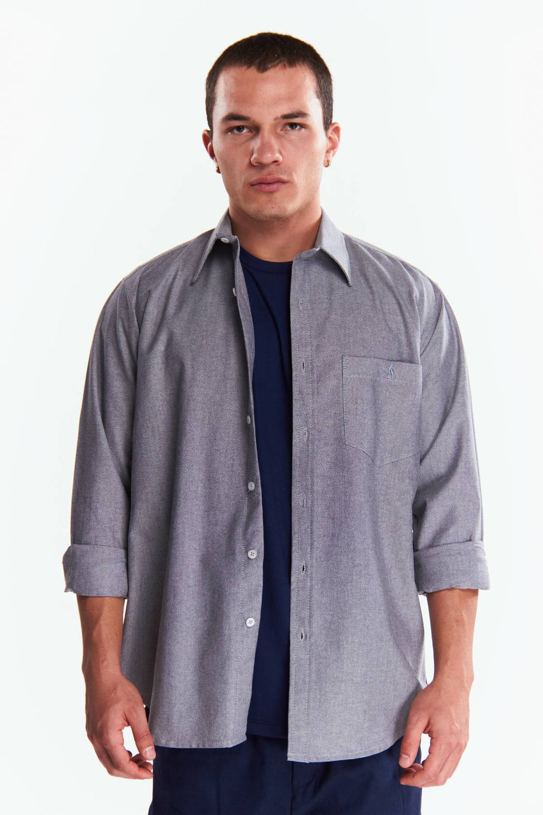 Camisa Manga larga Básica Gris oxford