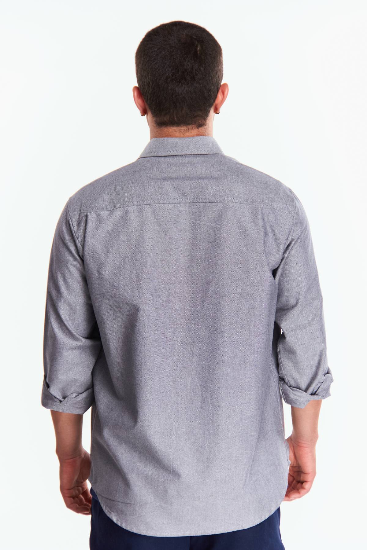 Camisa Manga larga Básica Gris oxford
