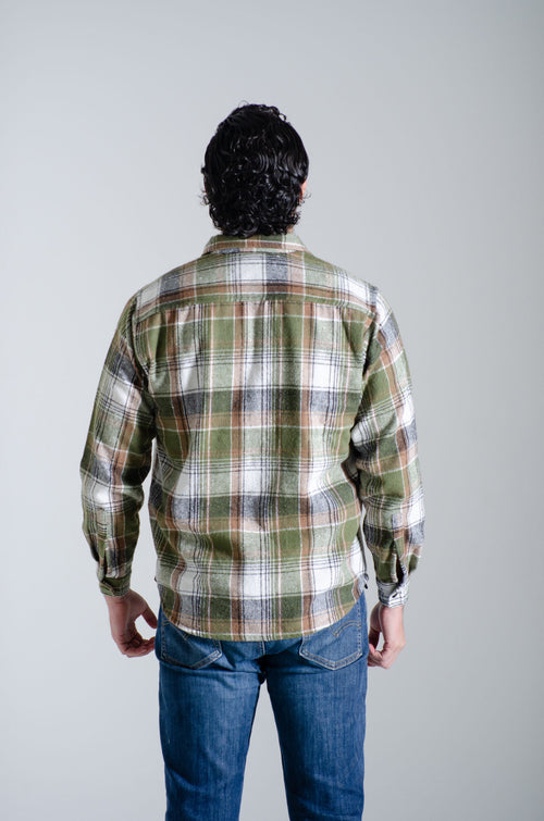 Camisa Franela Manga Larga Cuadro Verde