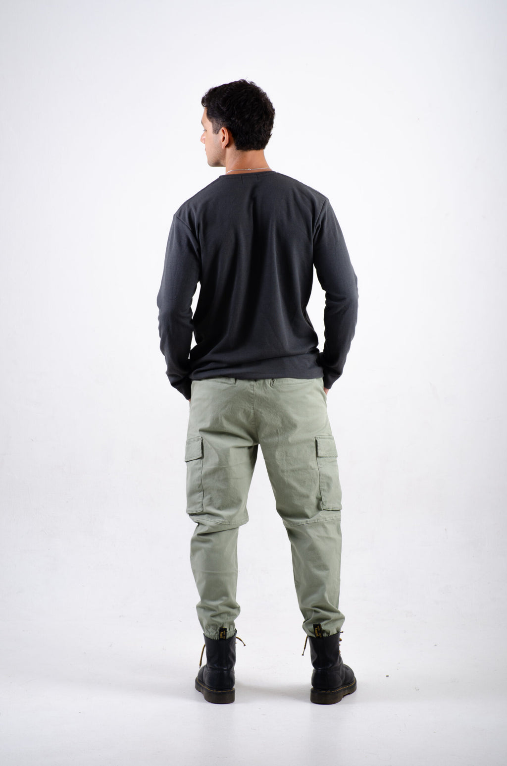 Playera Waffle Manga larga Gris oxford