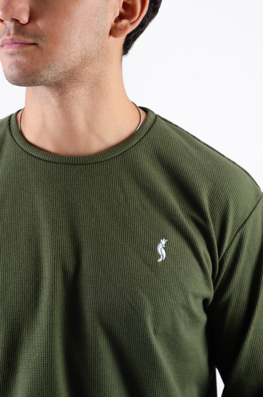 Playera Waffle Manga larga Verde militar