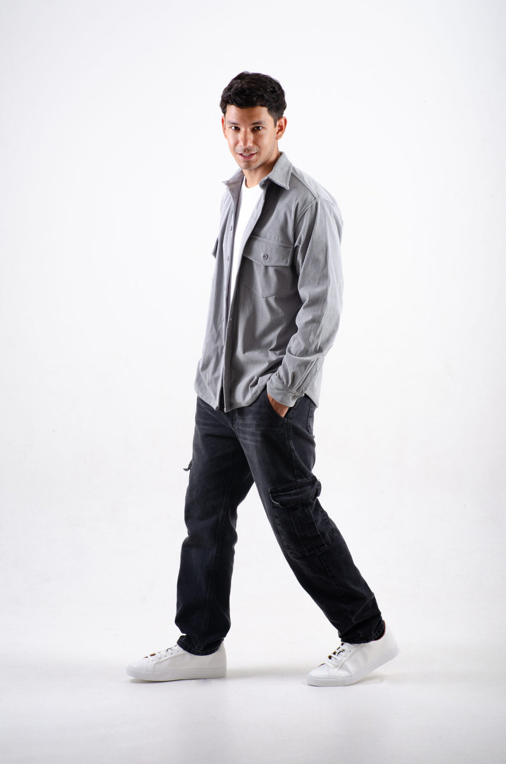 Camisa Pana Manga Larga Gris perla