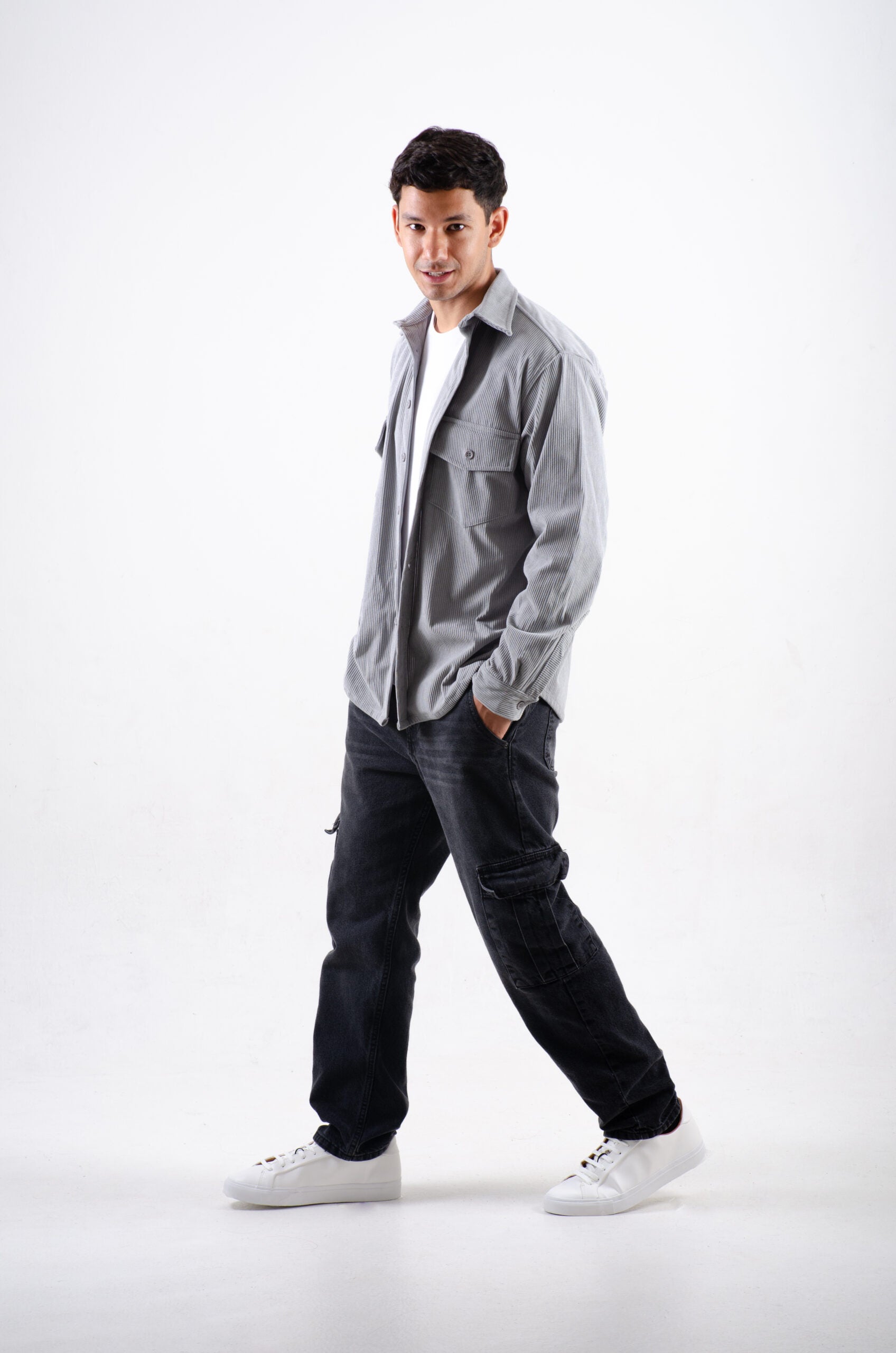 Camisa Pana Manga Larga Gris perla