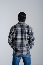Camisa Franela Manga Larga Cuadro Negra
