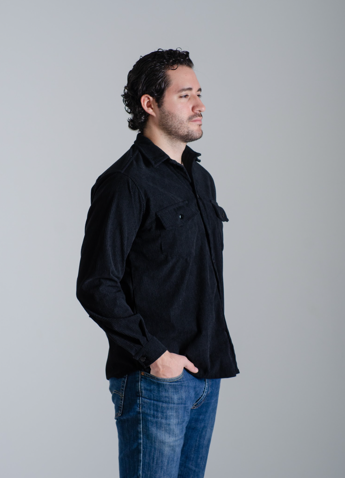 Camisa Pana Manga Larga Negra