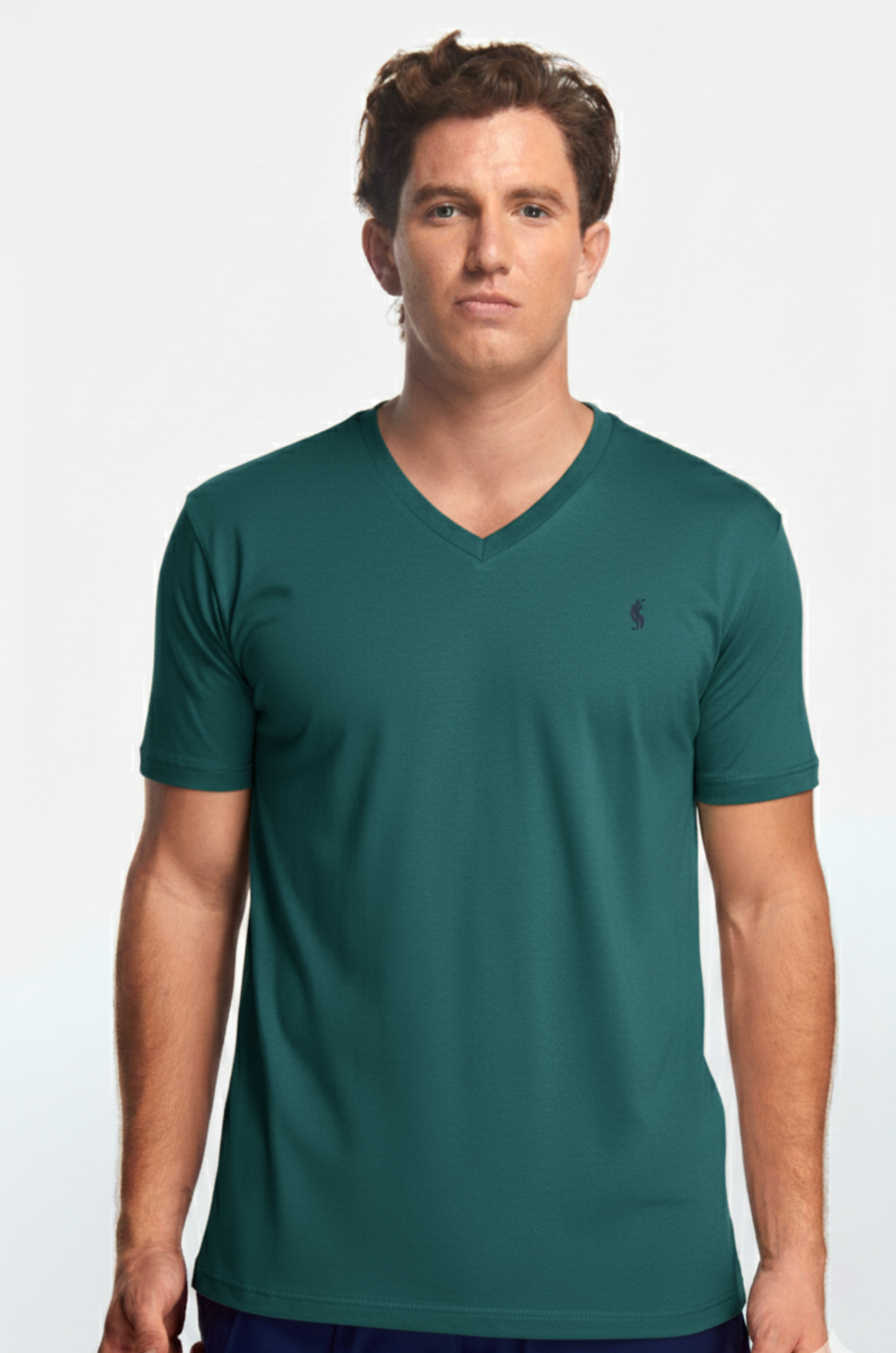 Playera Cuello V Básica Verde