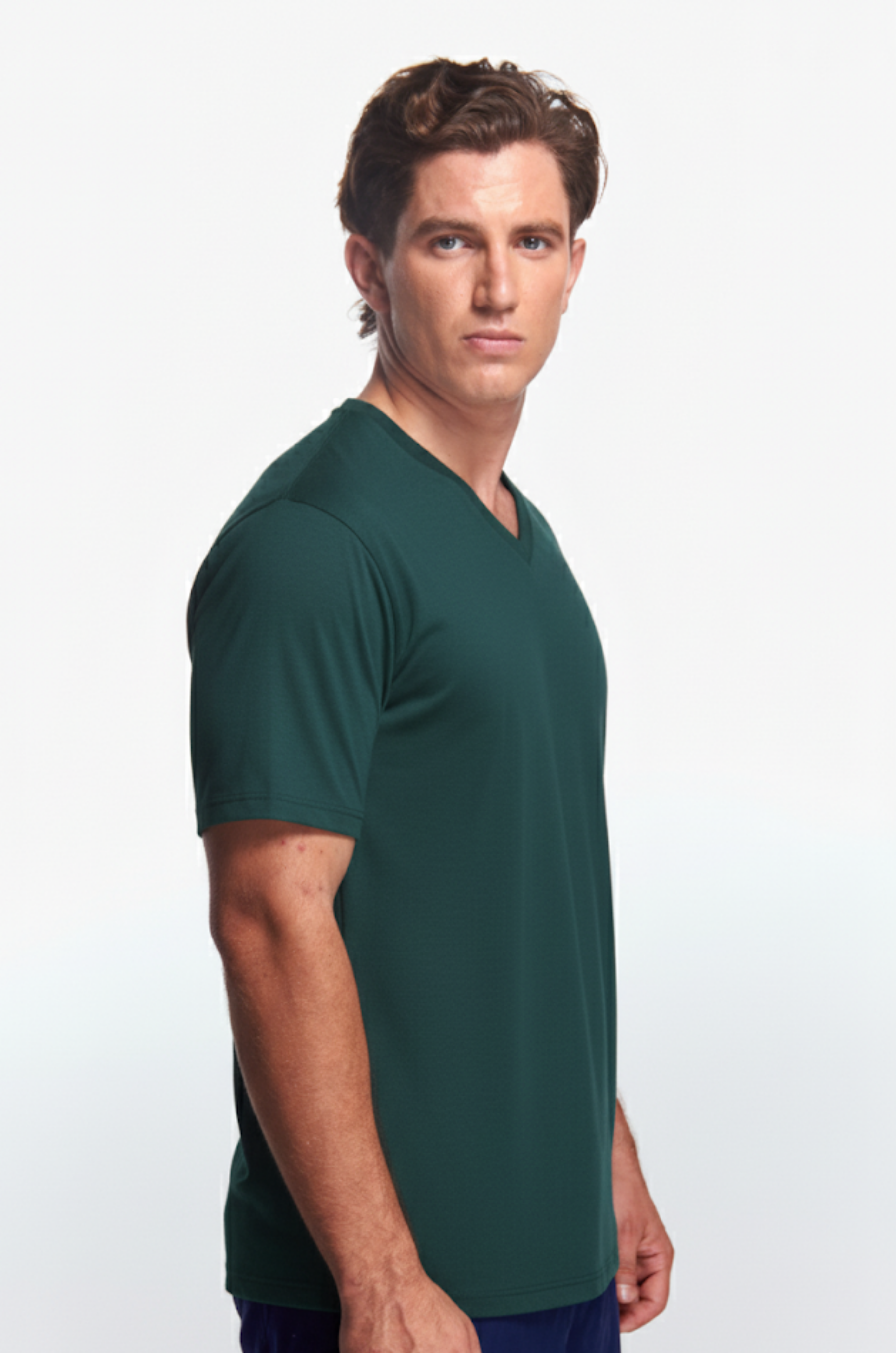 Playera Cuello V Básica Verde