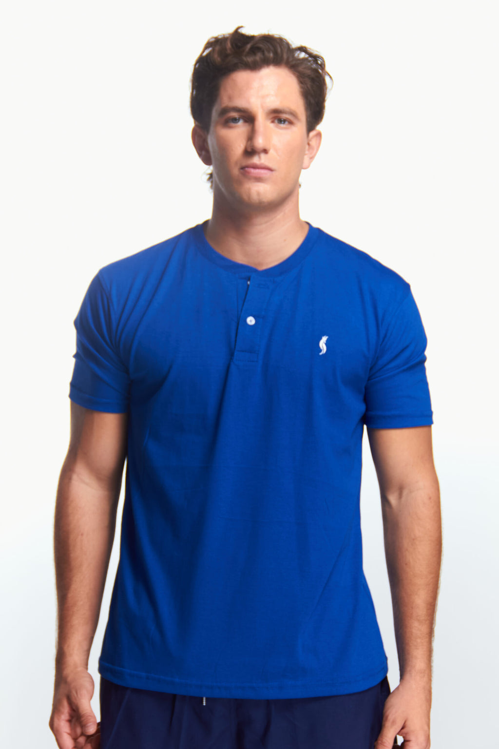 Playera Henley Manga corta Azul