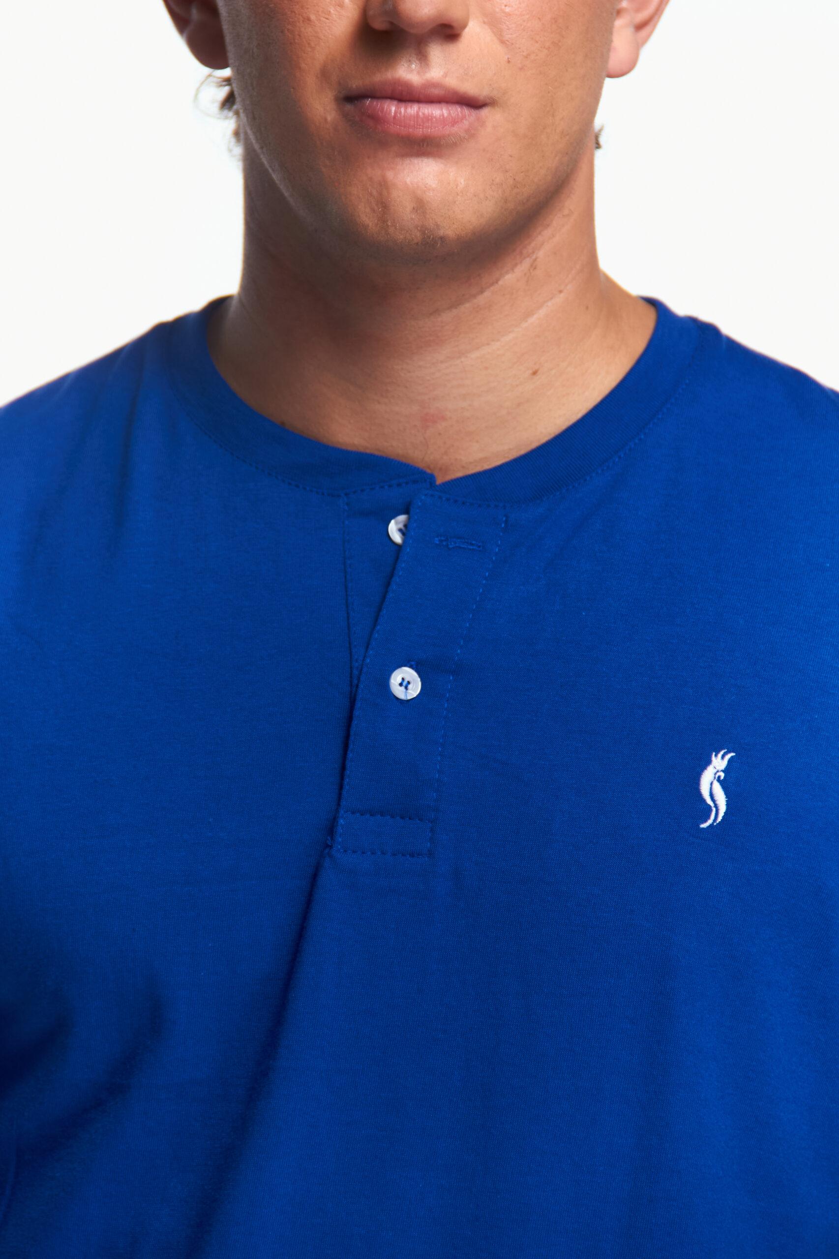 Playera Henley Manga corta Azul