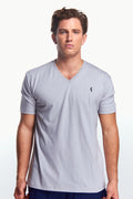 Playera Cuello V Básica Gris perla