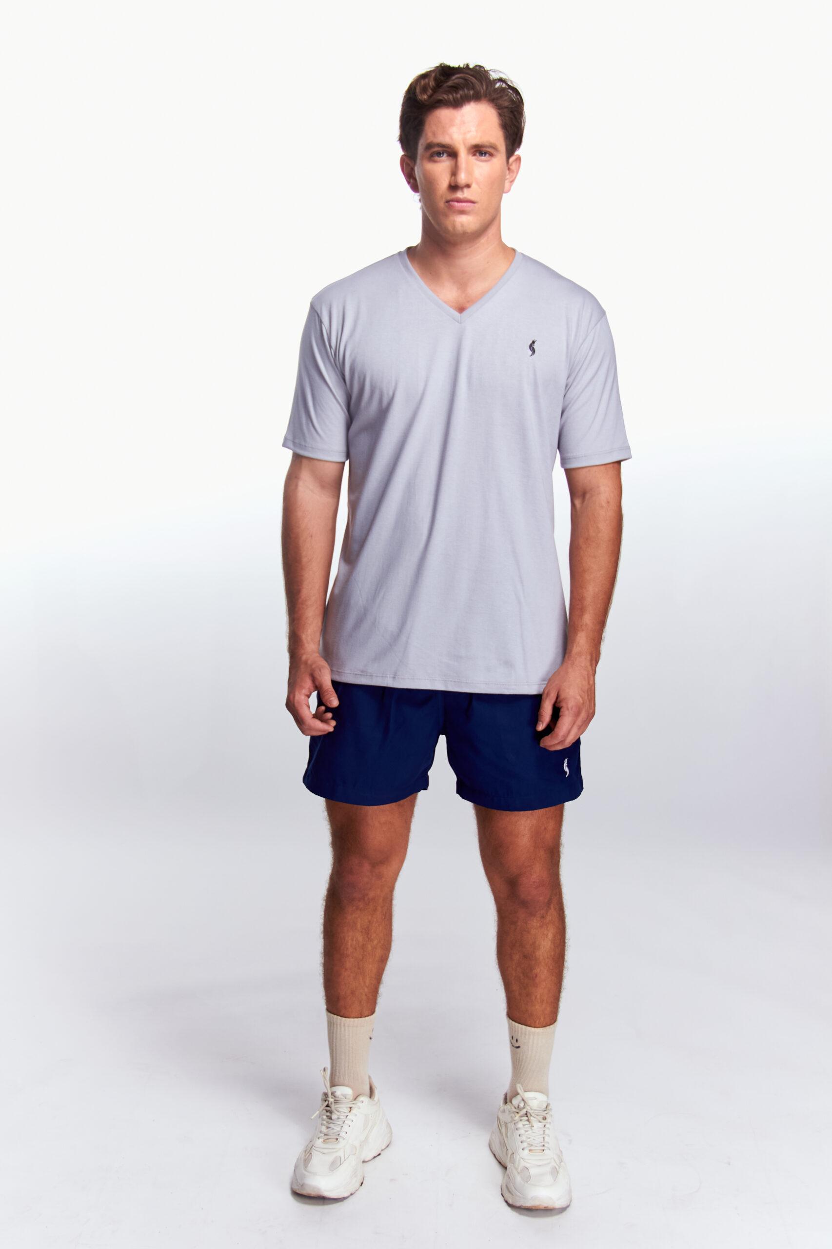 Playera Cuello V Básica Gris perla