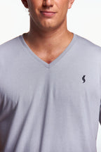 Playera Cuello V Básica Gris perla