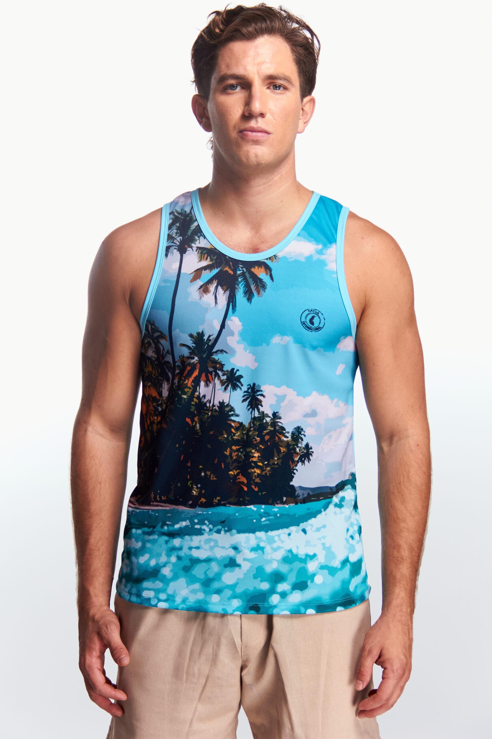 Playera Tank top Diseño mar y tierra