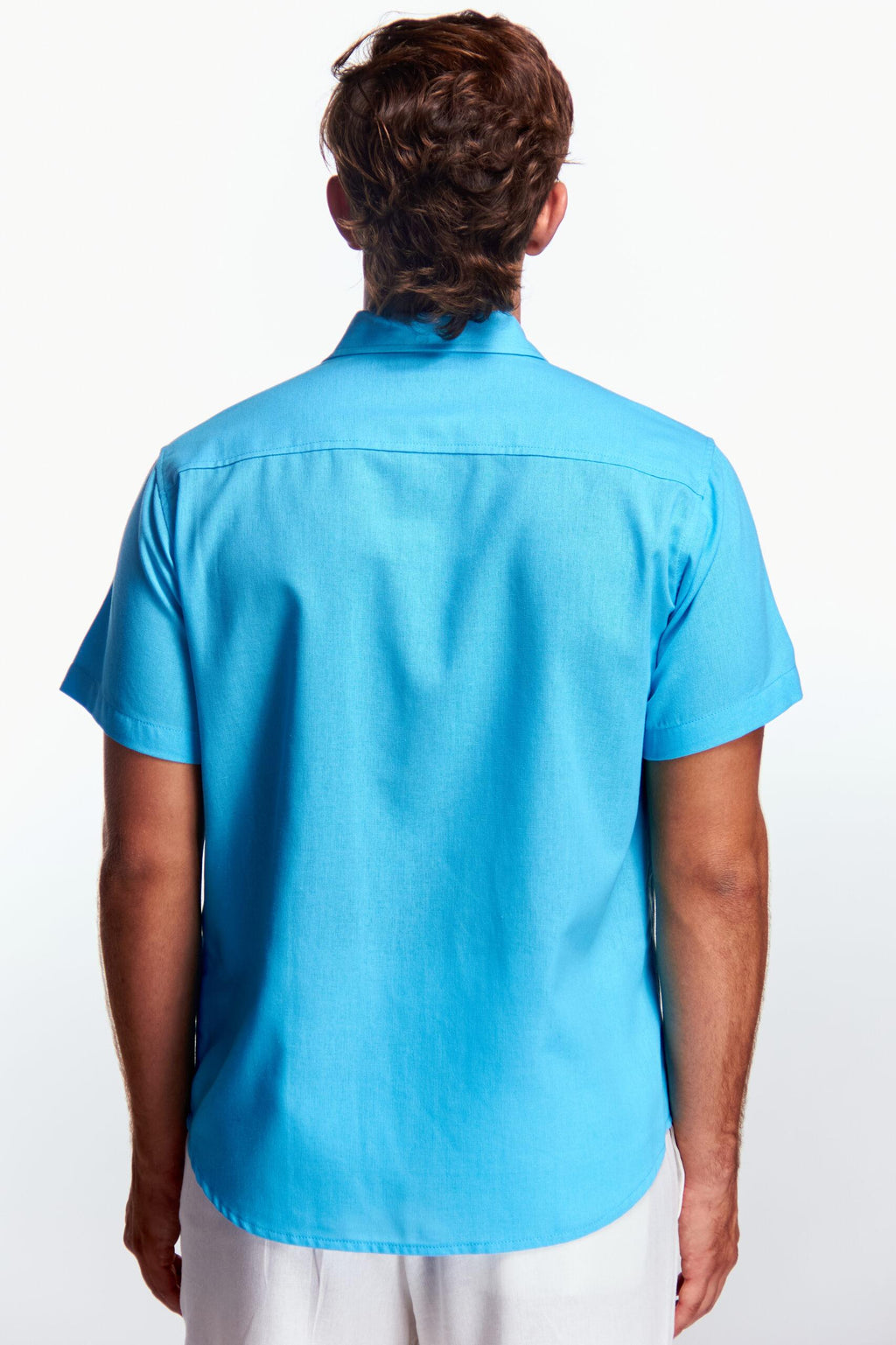 Camisa Lino Manga corta Azul
