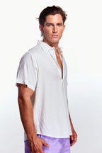 Camisa Lino Manga corta Blanco Ivory