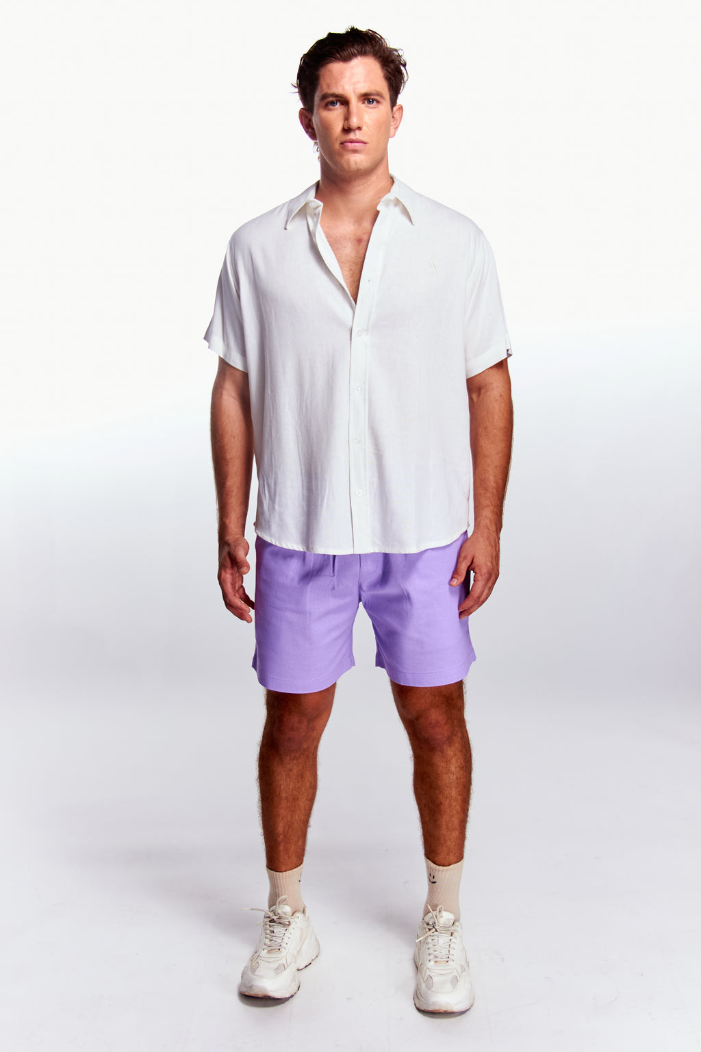 Camisa Lino Manga corta Blanco Ivory