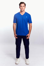 Playera Cuello V Básica Azul rey
