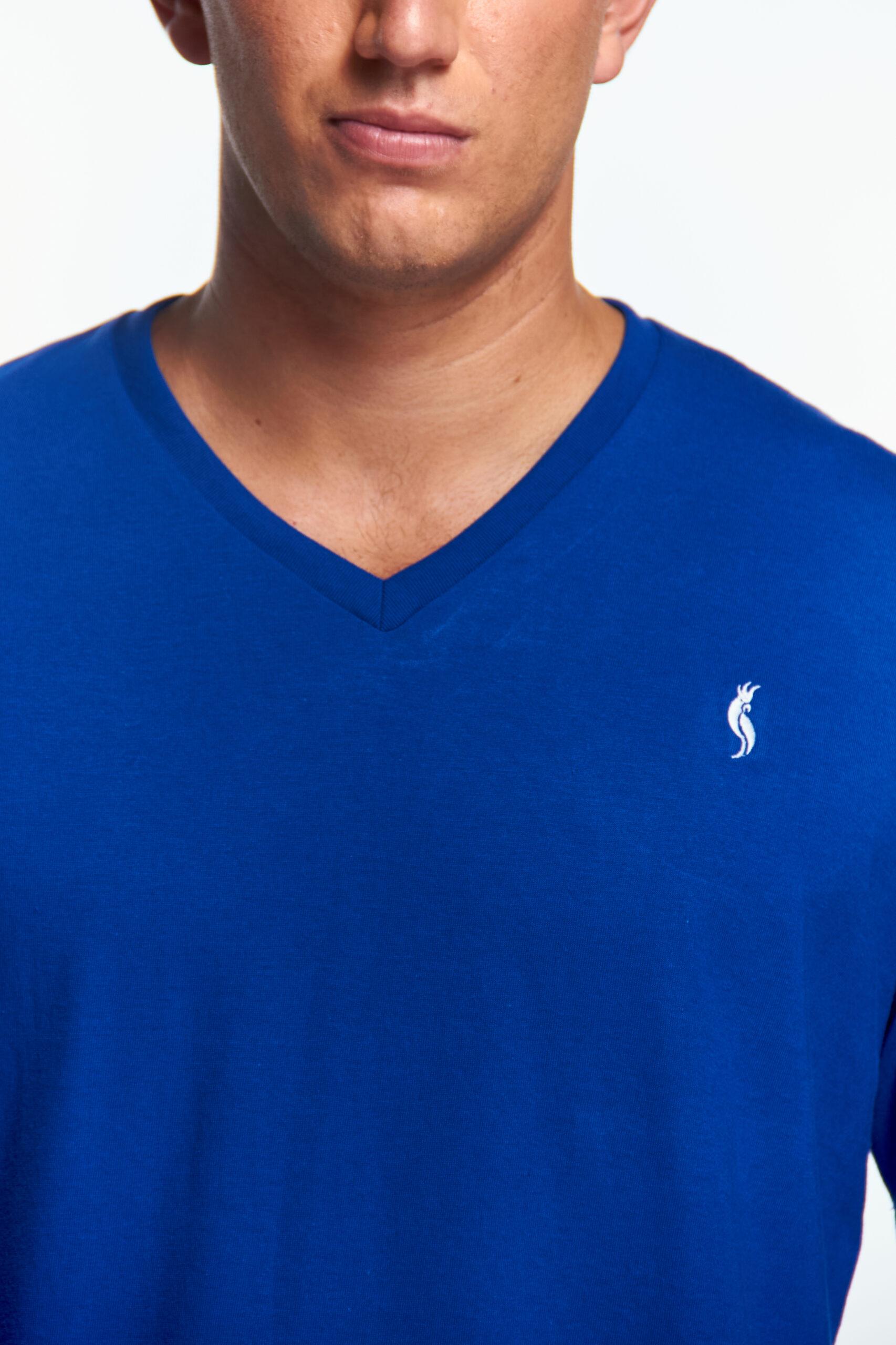 Playera Cuello V Básica Azul rey