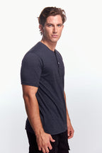Playera Henley Manga corta Gris oxford