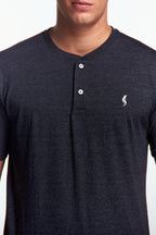 Playera Henley Manga corta Gris oxford