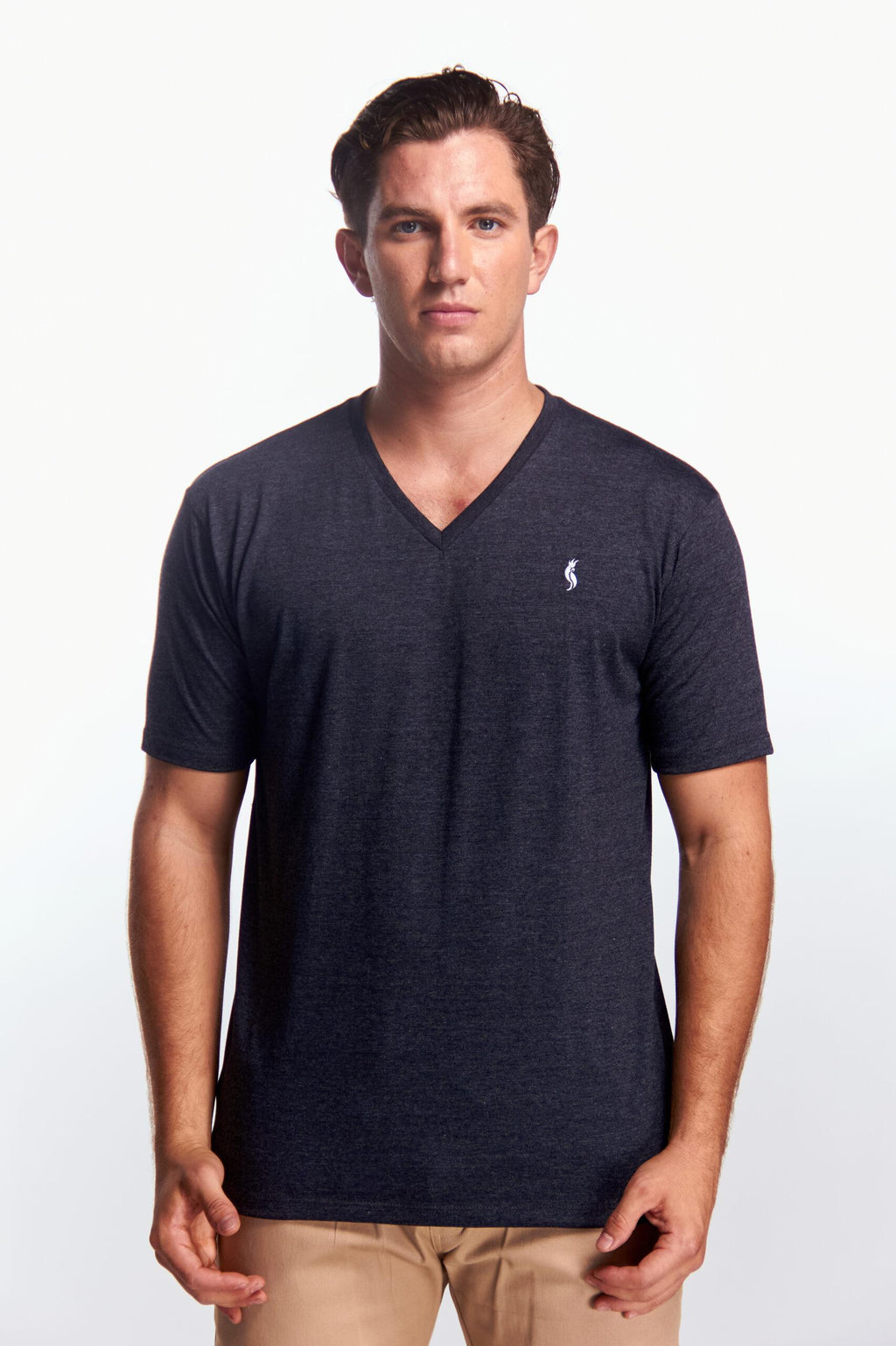 Playera Cuello V Básica Gris oxford