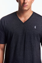 Playera Cuello V Básica Gris oxford