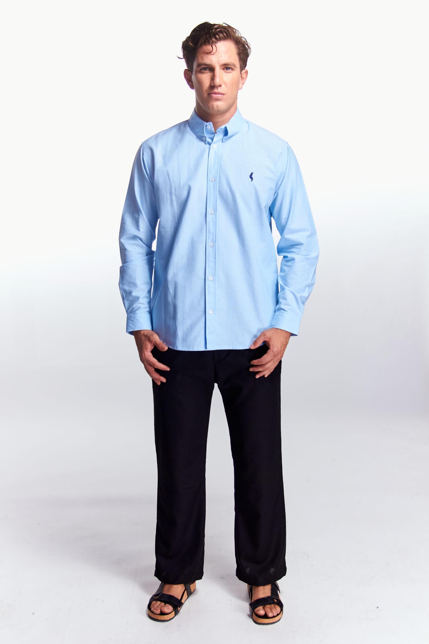 Camisa Manga Larga Básica Azul Cielo