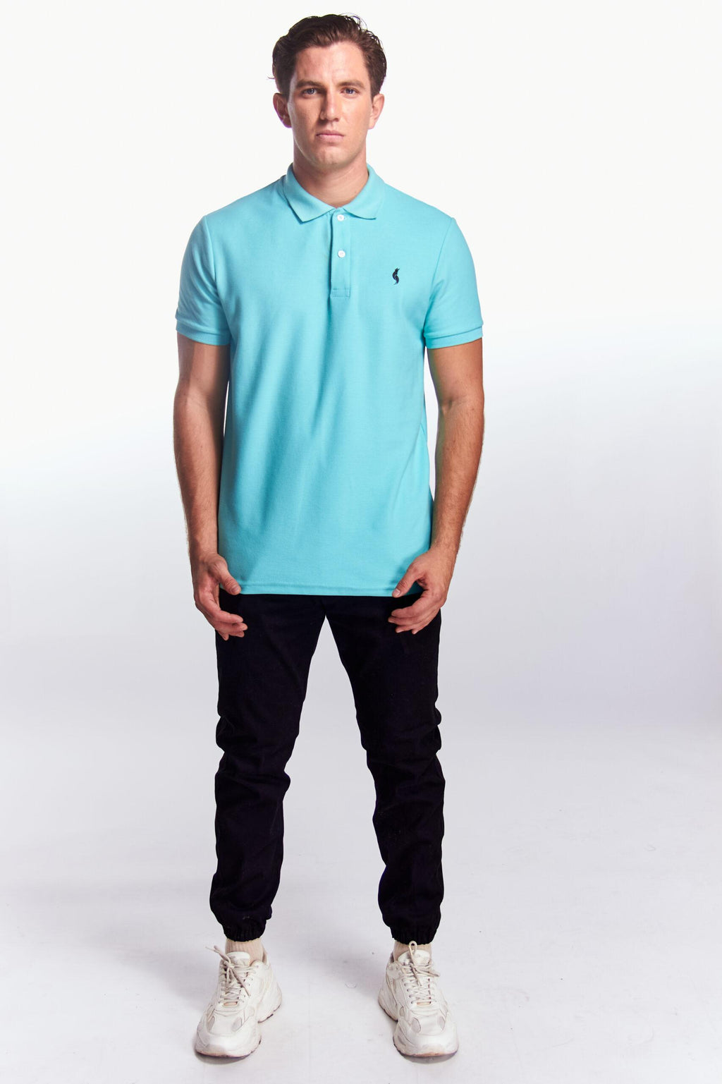 Playera Polo Fit Manga corta Aqua