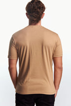 Playera Henley Manga corta Beige