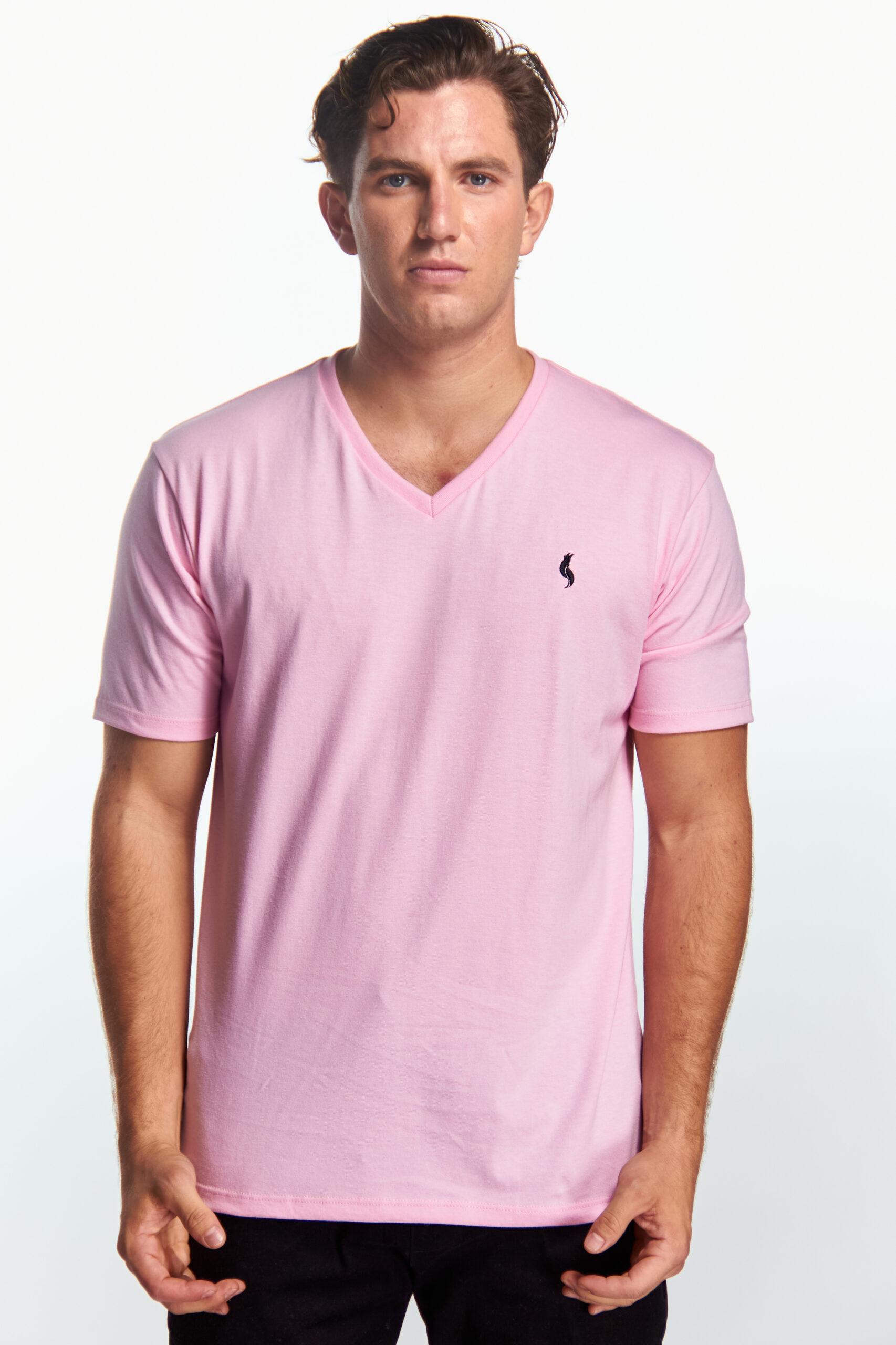 Playera Cuello V Básica Rosa