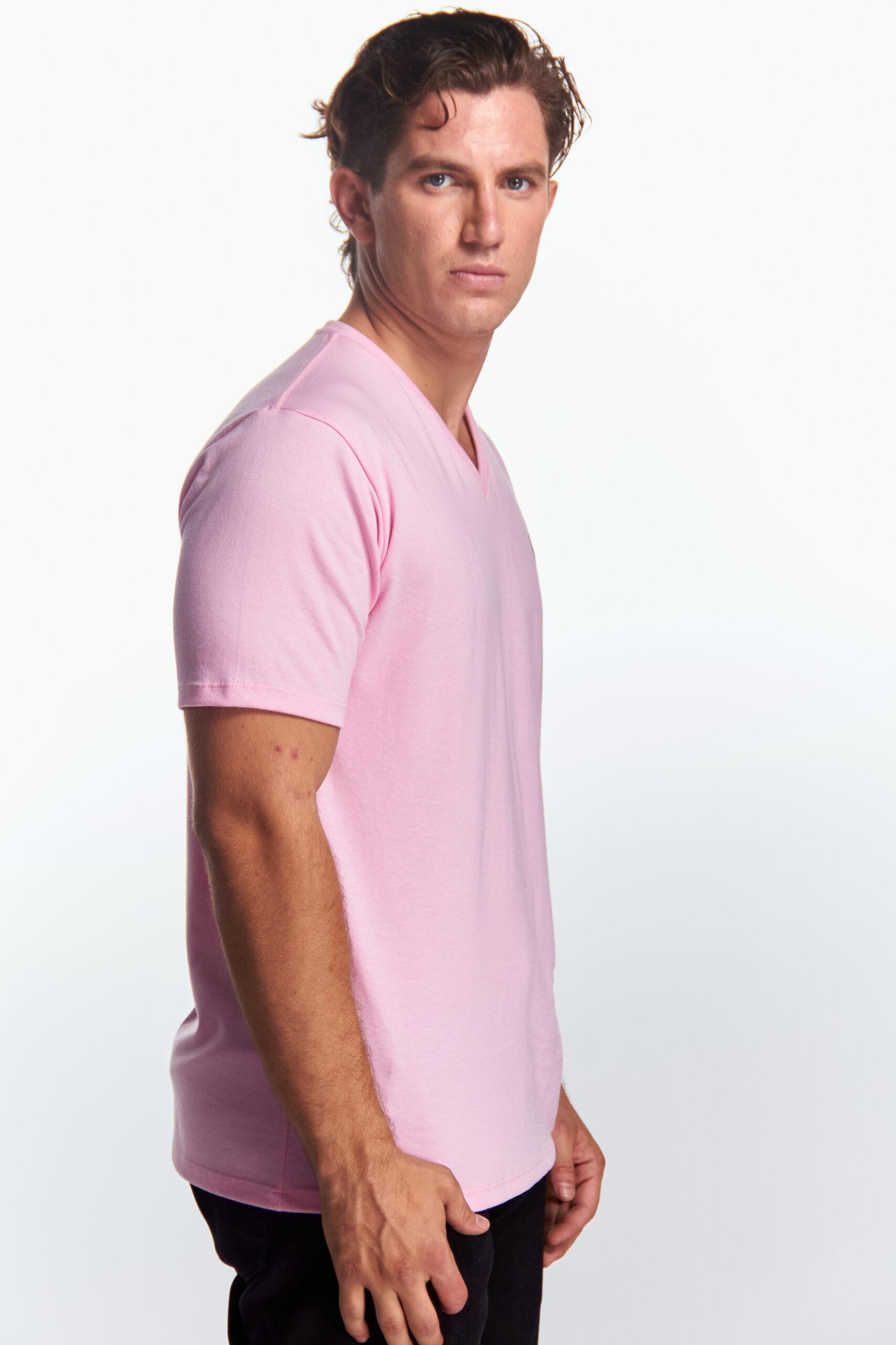 Playera Cuello V Básica Rosa