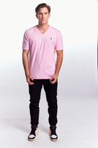 Playera Cuello V Básica Rosa