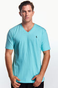 Playera Cuello V Básica Aqua