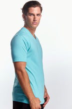 Playera Cuello V Básica Aqua