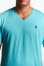 Playera Cuello V Básica Aqua