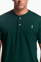 Playera Henley Manga corta Verde botella