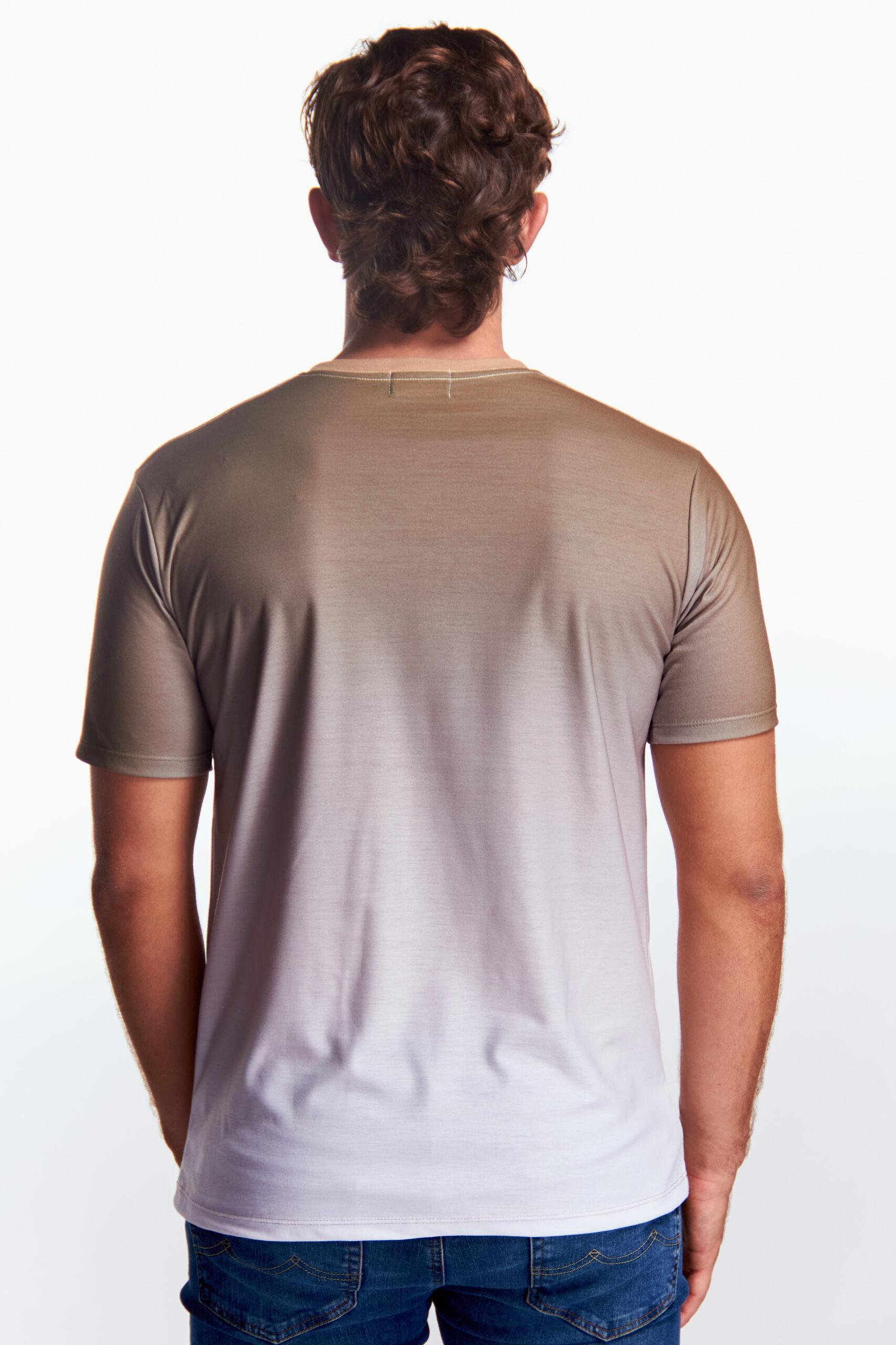 Playera Cuello V Manga corta Degradado Cafe