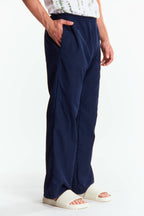 Pantalón Recto Lino Azul marino