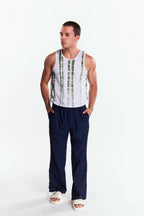 Pantalón Recto Lino Azul marino