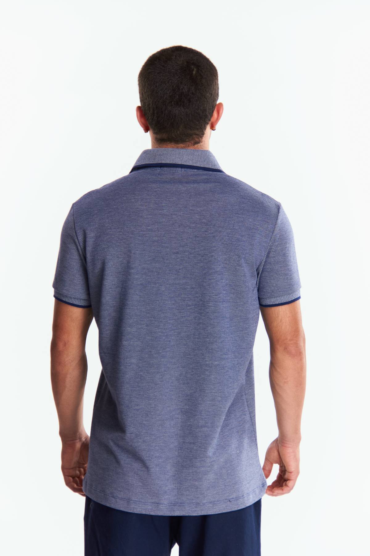 Playera Polo Fit Manga corta Azul Marino Jaspe