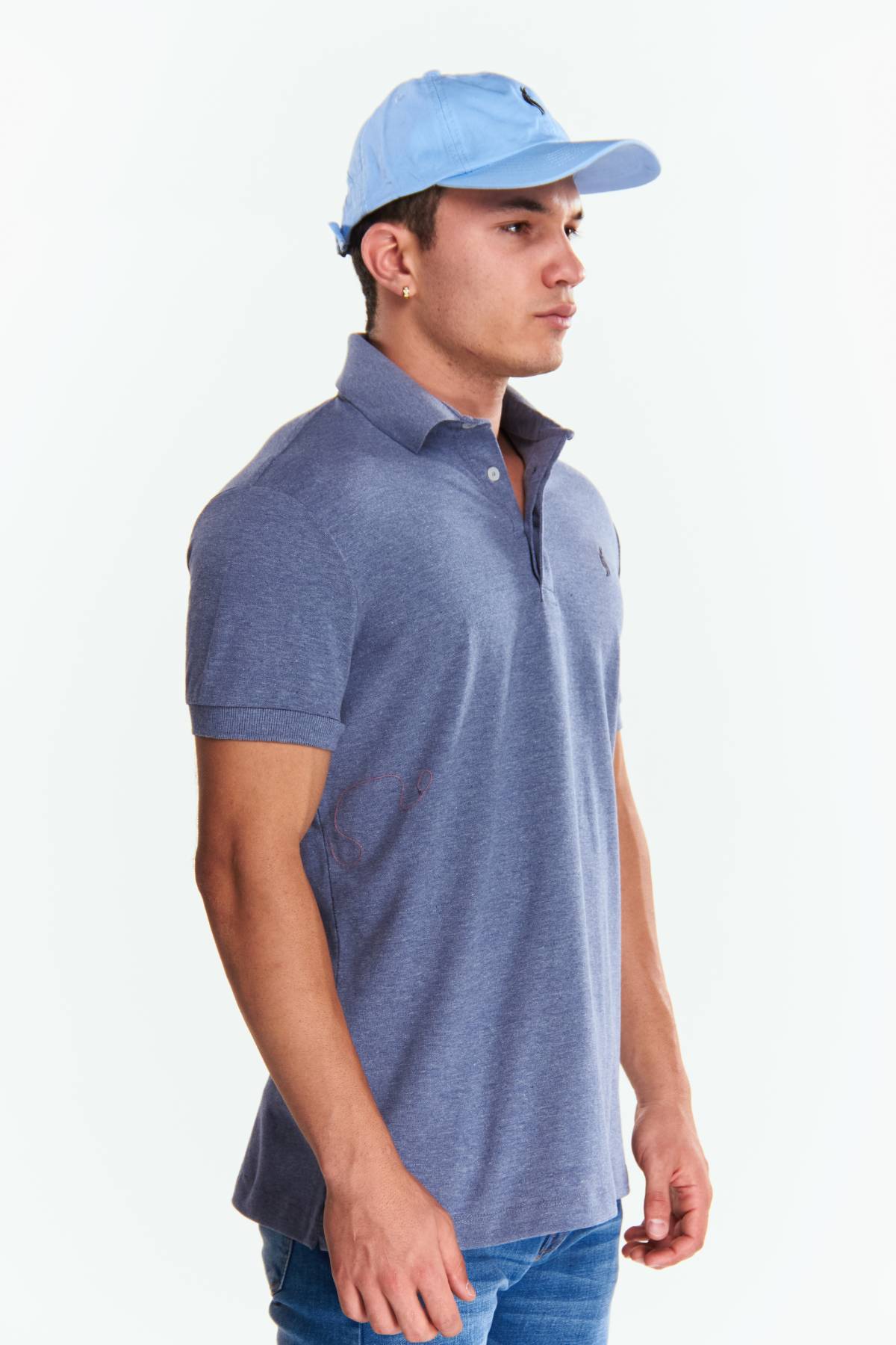 Playera Polo Fit Manga corta Azul mezclilla