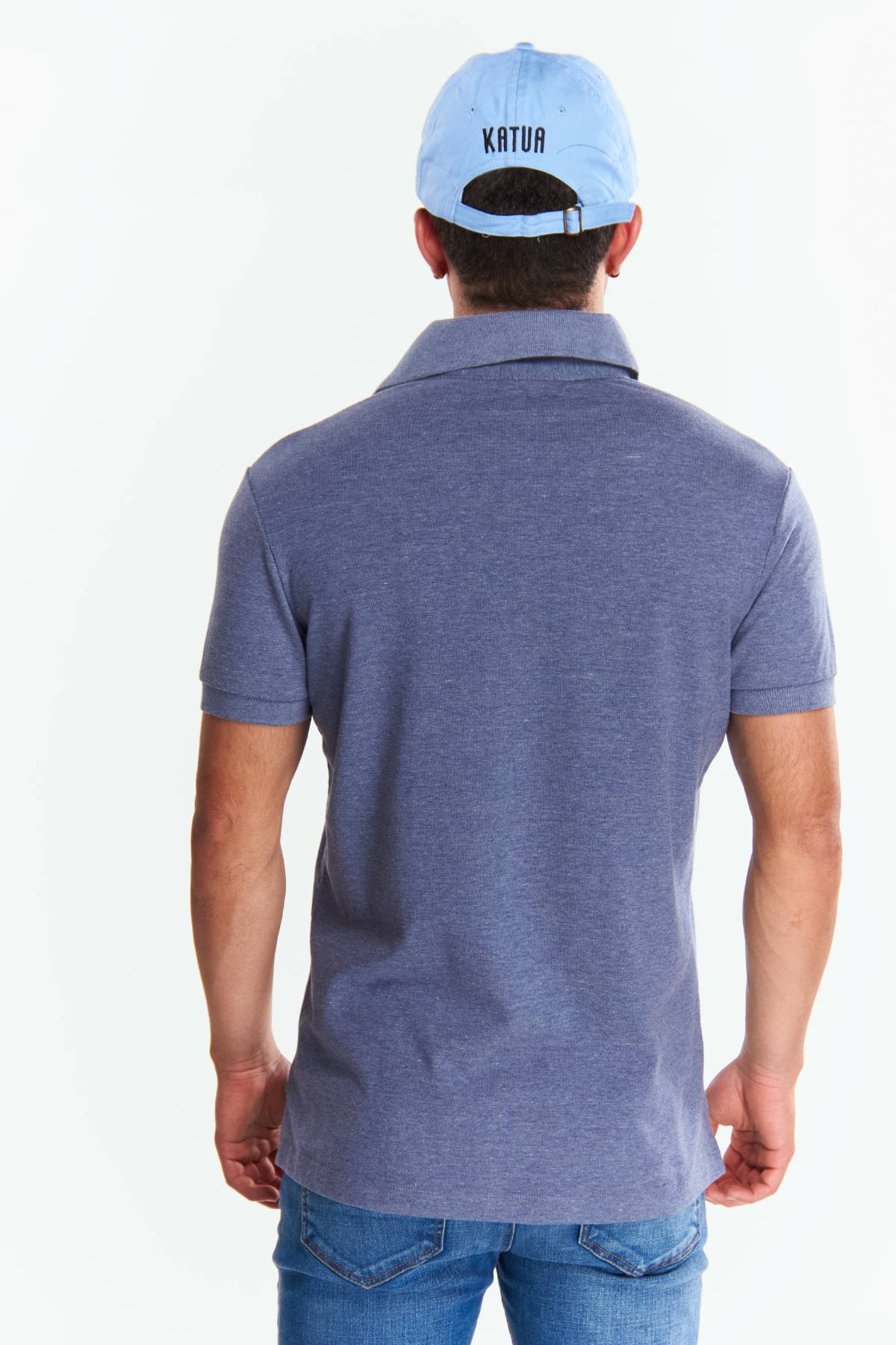 Playera Polo Fit Manga corta Azul mezclilla