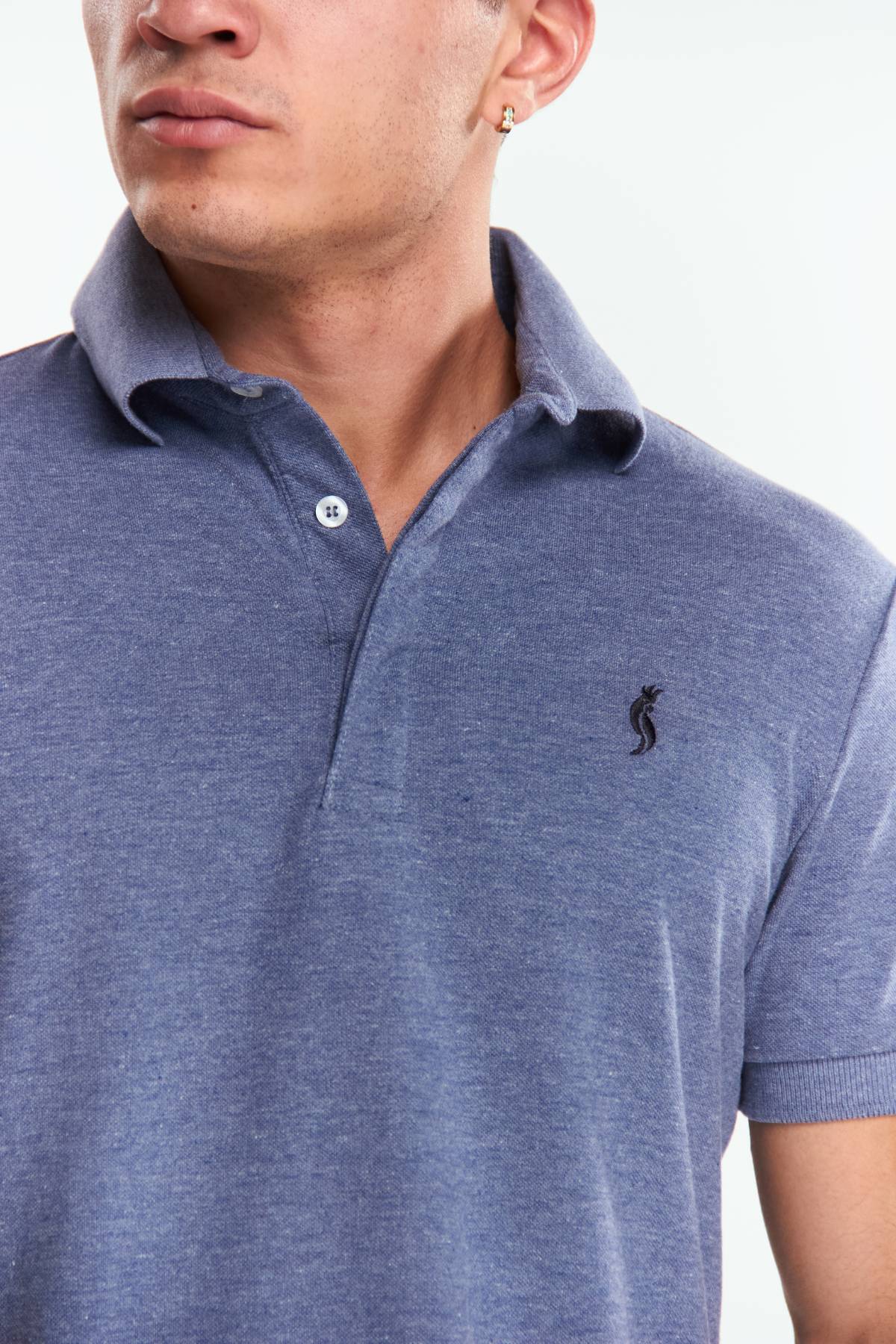 Playera Polo Fit Manga corta Azul mezclilla